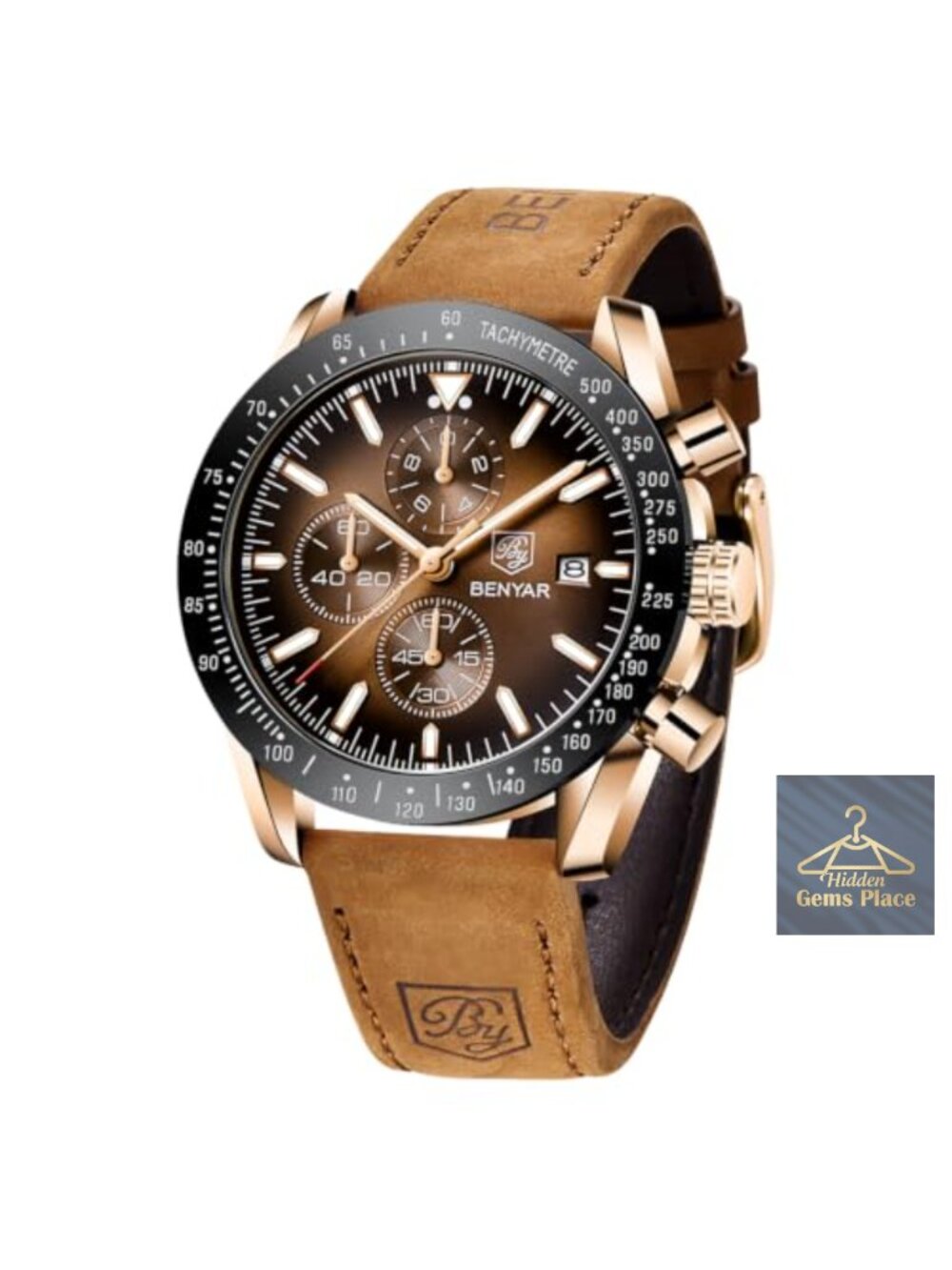 Men's Chronograph Quartz Watch - Leather Strap - Business Casual Dress Timepiece